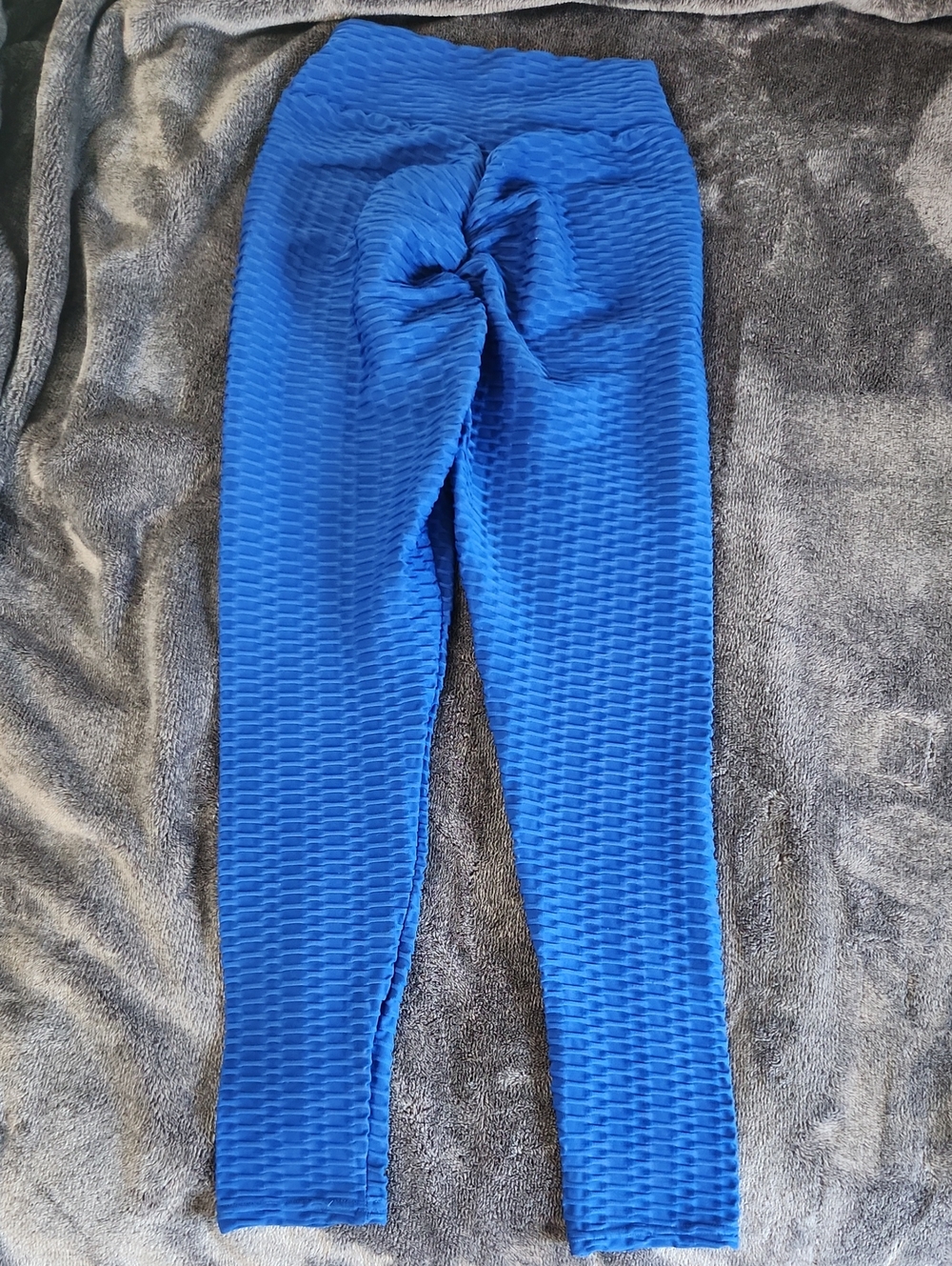 Textured High-Waist Scrunch Leggings - Blue